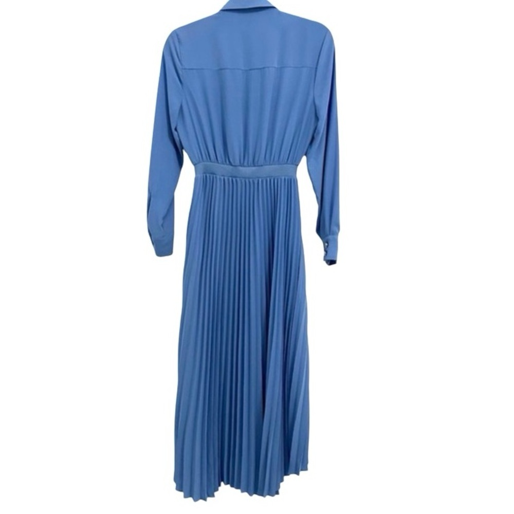Maje Women's Rosana Pleated Midi Dress Blue Large Size 40​ - Picture 5 of 10